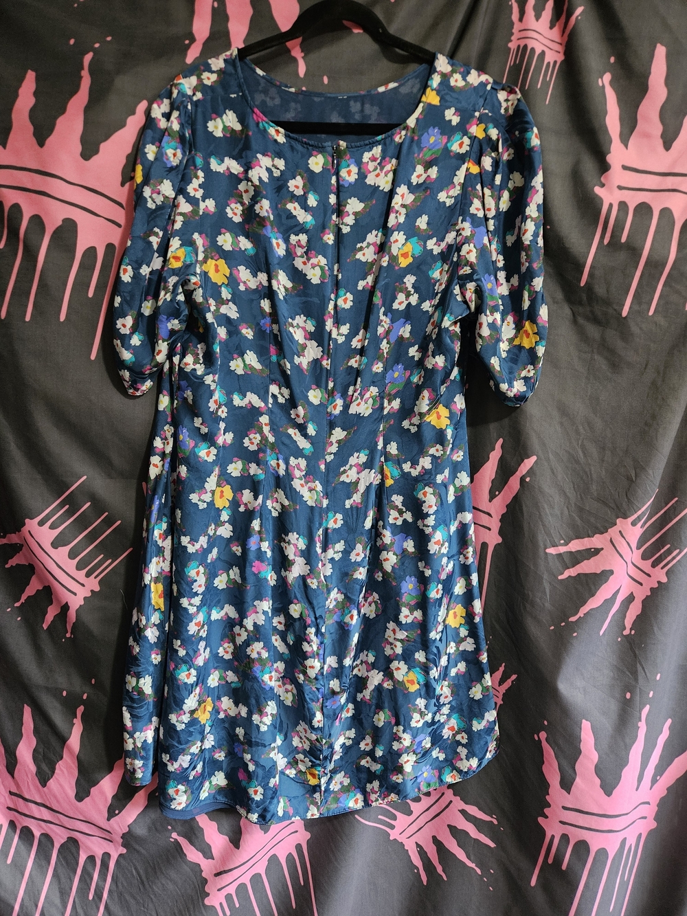 Tanya Taylor Silk Navy Floral Shift Dress - Picture 5 of 13